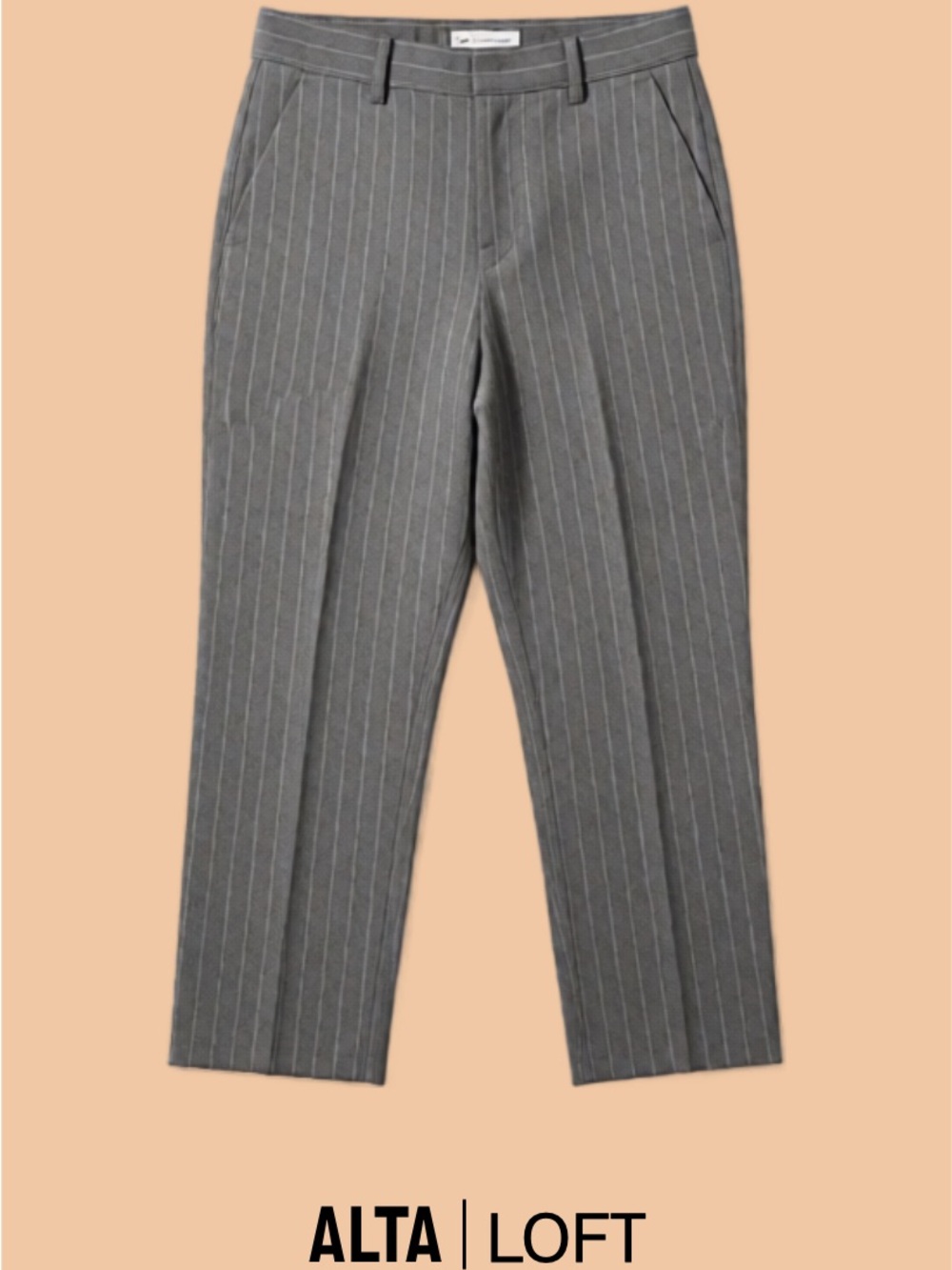 LOFT Gray Pinstripe Straight-Leg Trousers